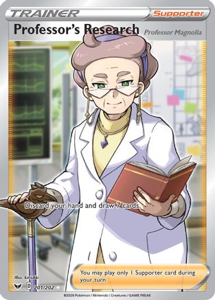 Image of Professor's Research (Full Art) 201/202  - Holofoil SWSH01 Sword & Shield Base Set - Ultra Rare