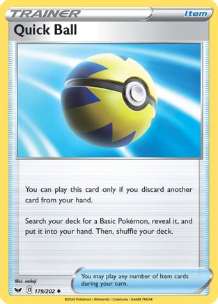 Image of Quick Ball 179/202  SWSH01 Sword & Shield Base Set - Uncommon