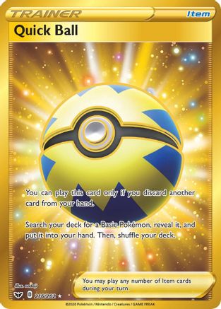 Image of Quick Ball (Secret) 216/202  - Holofoil SWSH01 Sword & Shield Base Set - Secret Rare