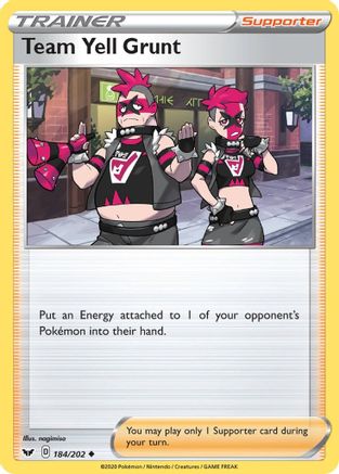 Image of Team Yell Grunt 184/202  SWSH01 Sword & Shield Base Set - Uncommon