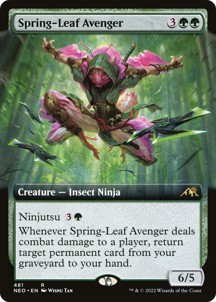 Image of Spring-Leaf Avenger (Extended Art) (NEO-481) - Kamigawa: Neon Dynasty: (Extended Art) Foil