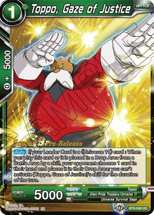 Image of Toppo, Gaze of Justice (BT9-046) - Universal Onslaught PreRelease Cards