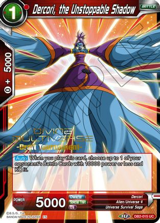 Image of Dercori, the Unstoppable Shadow (Divine Multiverse Draft Tournament) (DB2-015) - Tournament Promotion Cards