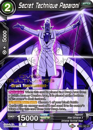 Image of Secret Technique Paparoni (Divine Multiverse Draft Tournament) (DB2-140) - Tournament Promotion Cards