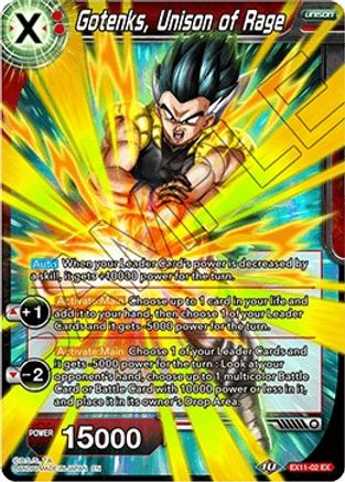 Image of Gotenks, Unison of Rage (EX11-02) - Expansion Deck Box Set 11 Universe 7 Unison Foil