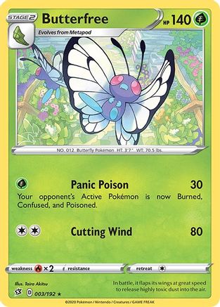 Image of Butterfree 003/192  - Reverse Holofoil SWSH02 Rebel Clash - Rare