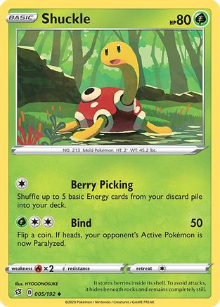 Image of Shuckle 005/192  - Reverse Holofoil SWSH02 Rebel Clash - Uncommon