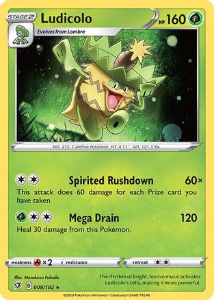 Image of Ludicolo 009/192  - Reverse Holofoil SWSH02 Rebel Clash - Rare
