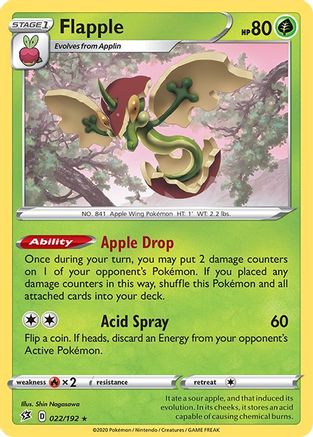 Image of Flapple 022/192  - Reverse Holofoil SWSH02 Rebel Clash - Holo Rare