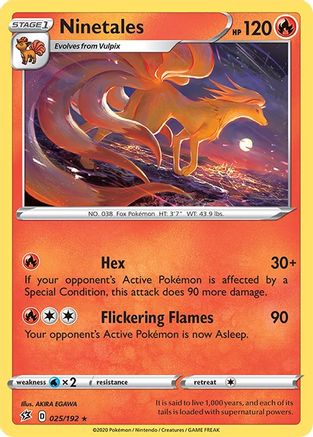 Image of Ninetales 025/192  - Reverse Holofoil SWSH02 Rebel Clash - Rare