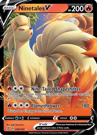 Image of Ninetales V 026/192  - Holofoil SWSH02 Rebel Clash - Ultra Rare