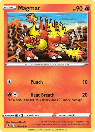 Image of Magmar 029/192  - Reverse Holofoil SWSH02 Rebel Clash - Common