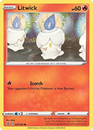 Image of Litwick 031/192  - Reverse Holofoil SWSH02 Rebel Clash - Common
