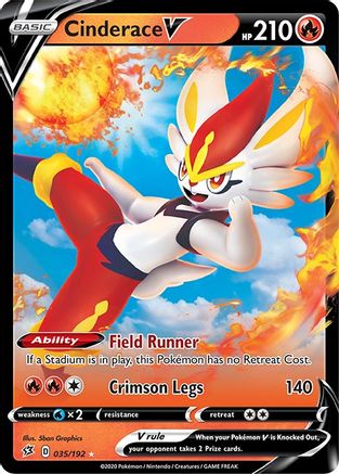 Image of Cinderace V 035/192  - Holofoil SWSH02 Rebel Clash - Ultra Rare