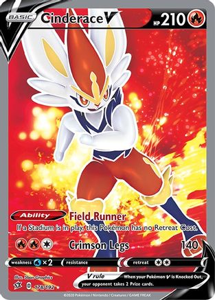 Image of Cinderace V (Full Art) 178/192  - Holofoil SWSH02 Rebel Clash - Ultra Rare