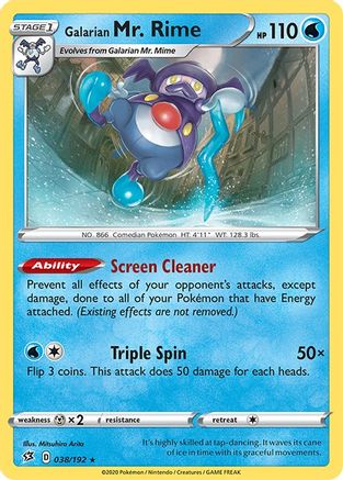 Image of Galarian Mr. Rime 038/192  - Reverse Holofoil SWSH02 Rebel Clash - Rare