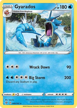 Image of Gyarados 040/192  - Reverse Holofoil SWSH02 Rebel Clash - Holo Rare