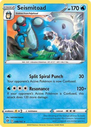 Image of Seismitoad 046  - Reverse Holofoil SWSH02 Rebel Clash - Rare