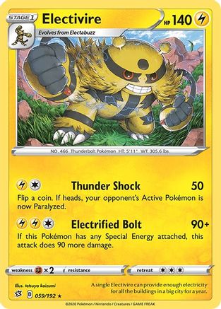 Image of Electivire 059/192  - Reverse Holofoil SWSH02 Rebel Clash - Rare