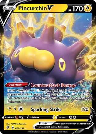 Image of Pincurchin V 072/192  - Holofoil SWSH02 Rebel Clash - Ultra Rare