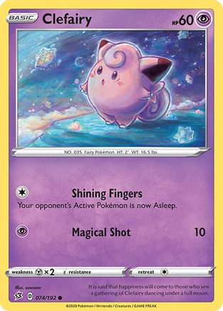 Image of Clefairy 074/192  - Reverse Holofoil SWSH02 Rebel Clash - Common