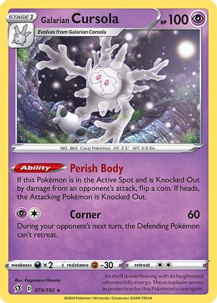 Image of Galarian Cursola 079/192  - Reverse Holofoil SWSH02 Rebel Clash - Holo Rare
