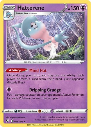 Image of Hatterene 085/192  - Holofoil SWSH02 Rebel Clash - Holo Rare