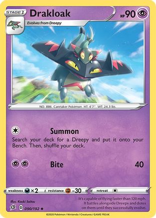 Image of Drakloak 090/192  - Reverse Holofoil SWSH02 Rebel Clash - Uncommon