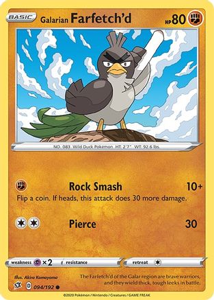 Image of Galarian Farfetch'd 094/192  SWSH02 Rebel Clash - Common