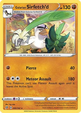 Image of Galarian Sirfetch'd 095/192  - Reverse Holofoil SWSH02 Rebel Clash - Holo Rare