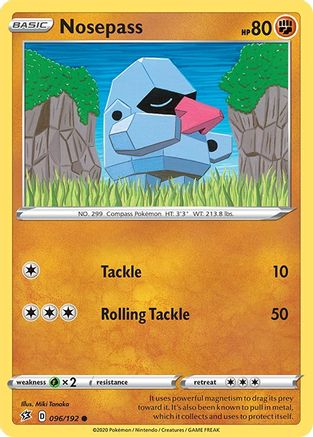Image of Nosepass 096/192  - Reverse Holofoil SWSH02 Rebel Clash - Common