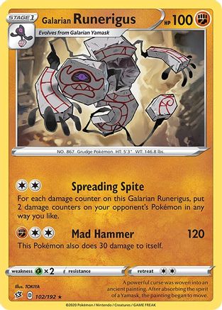 Image of Galarian Runerigus 102/192  SWSH02 Rebel Clash - Rare