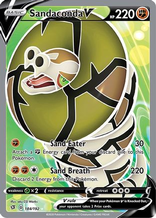 Image of Sandaconda V (Full Art) 184/192  - Holofoil SWSH02 Rebel Clash - Ultra Rare