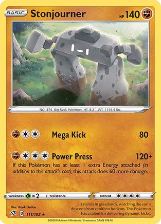 Image of Stonjourner 111/192  - Reverse Holofoil SWSH02 Rebel Clash - Holo Rare