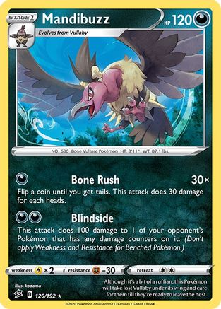 Image of Mandibuzz 120/192  - Reverse Holofoil SWSH02 Rebel Clash - Rare