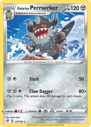 Image of Galarian Perrserker 127/192  - Reverse Holofoil SWSH02 Rebel Clash - Rare