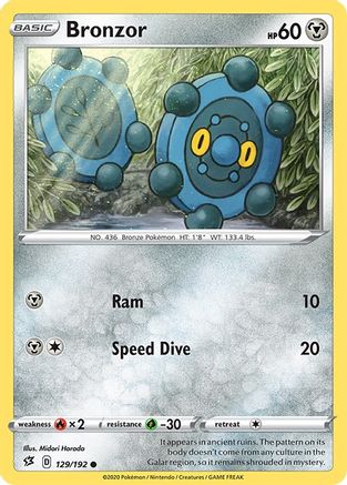 Image of Bronzor 129/192  - Reverse Holofoil SWSH02 Rebel Clash - Common
