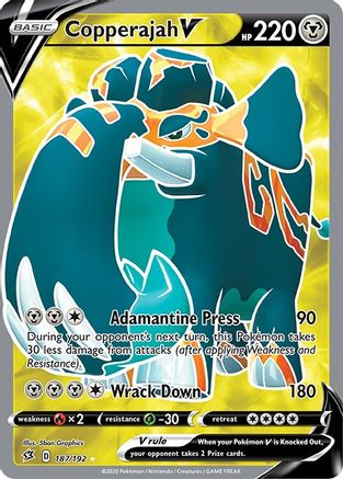 Image of Copperajah V (Full Art) 187/192  - Holofoil SWSH02 Rebel Clash - Ultra Rare