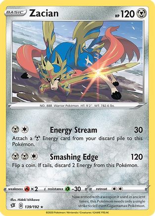 Image of Zacian 139/192  - Reverse Holofoil SWSH02 Rebel Clash - Rare