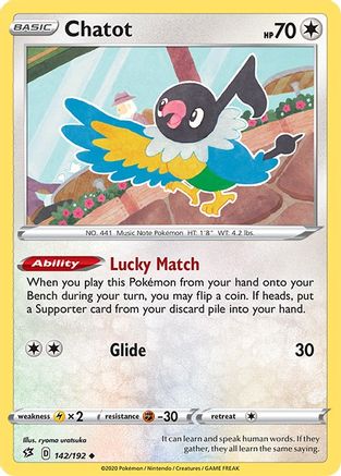 Image of Chatot 142/192  - Reverse Holofoil SWSH02 Rebel Clash - Uncommon