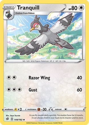 Image of Tranquill 144/192  - Reverse Holofoil SWSH02 Rebel Clash - Uncommon