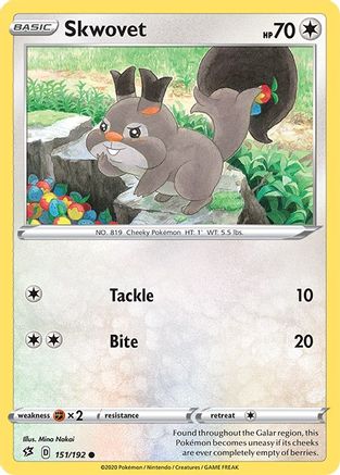 Image of Skwovet 151/192  SWSH02 Rebel Clash - Common
