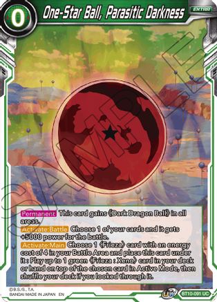 Image of One-Star Ball, Parasitic Darkness (BT10-091) - Rise of the Unison Warrior Foil