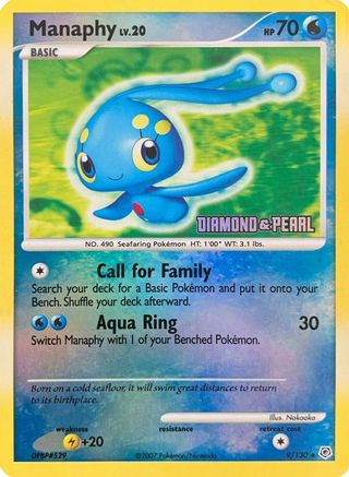 Image of Manaphy 009/130  - Reverse Holofoil Burger King Promos - Promo