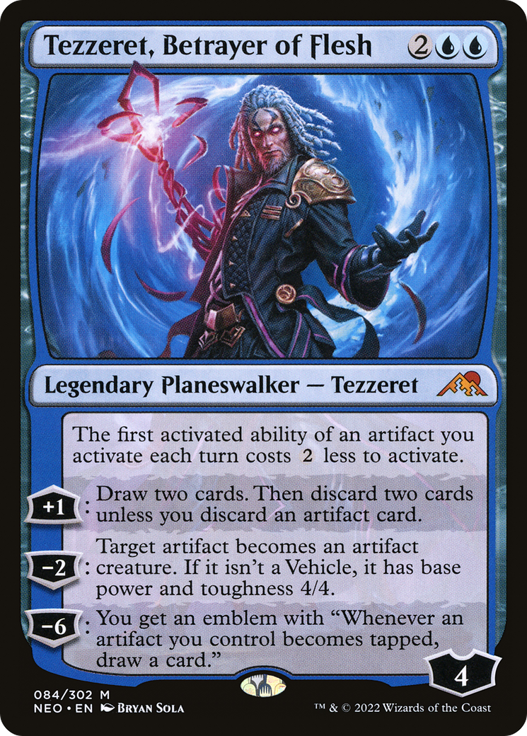 Image of Tezzeret, Betrayer of Flesh (NEO-084) - Kamigawa: Neon Dynasty Foil