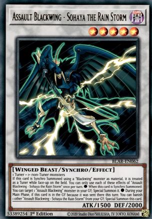 Image of Assault Blackwing - Sohaya the Rain Storm (BLAR-EN062) - Battles of Legend: Armageddon 1st Edition