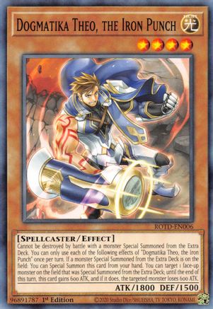 Image of Dogmatika Theo, the Iron Punch (ROTD-EN006) - Rise of the Duelist 1st Edition