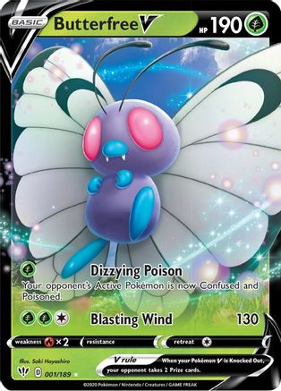 Image of Butterfree V 001/189  - Holofoil SWSH03 Darkness Ablaze - Ultra Rare