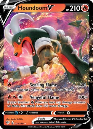 Image of Houndoom V 021/189  - Holofoil SWSH03 Darkness Ablaze - Ultra Rare