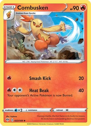 Image of Combusken 023/189  - Reverse Holofoil SWSH03 Darkness Ablaze - Uncommon